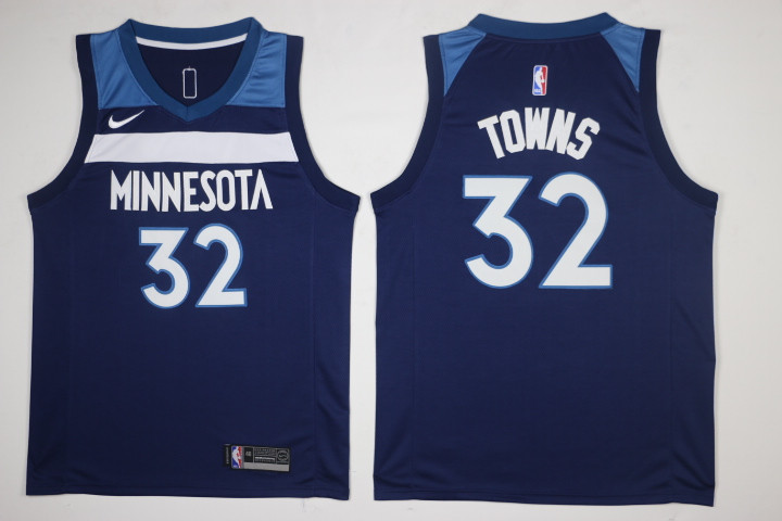 Men Minnesota Timberwolves 32 Towns Blue New Nike Season NBA Jerseys